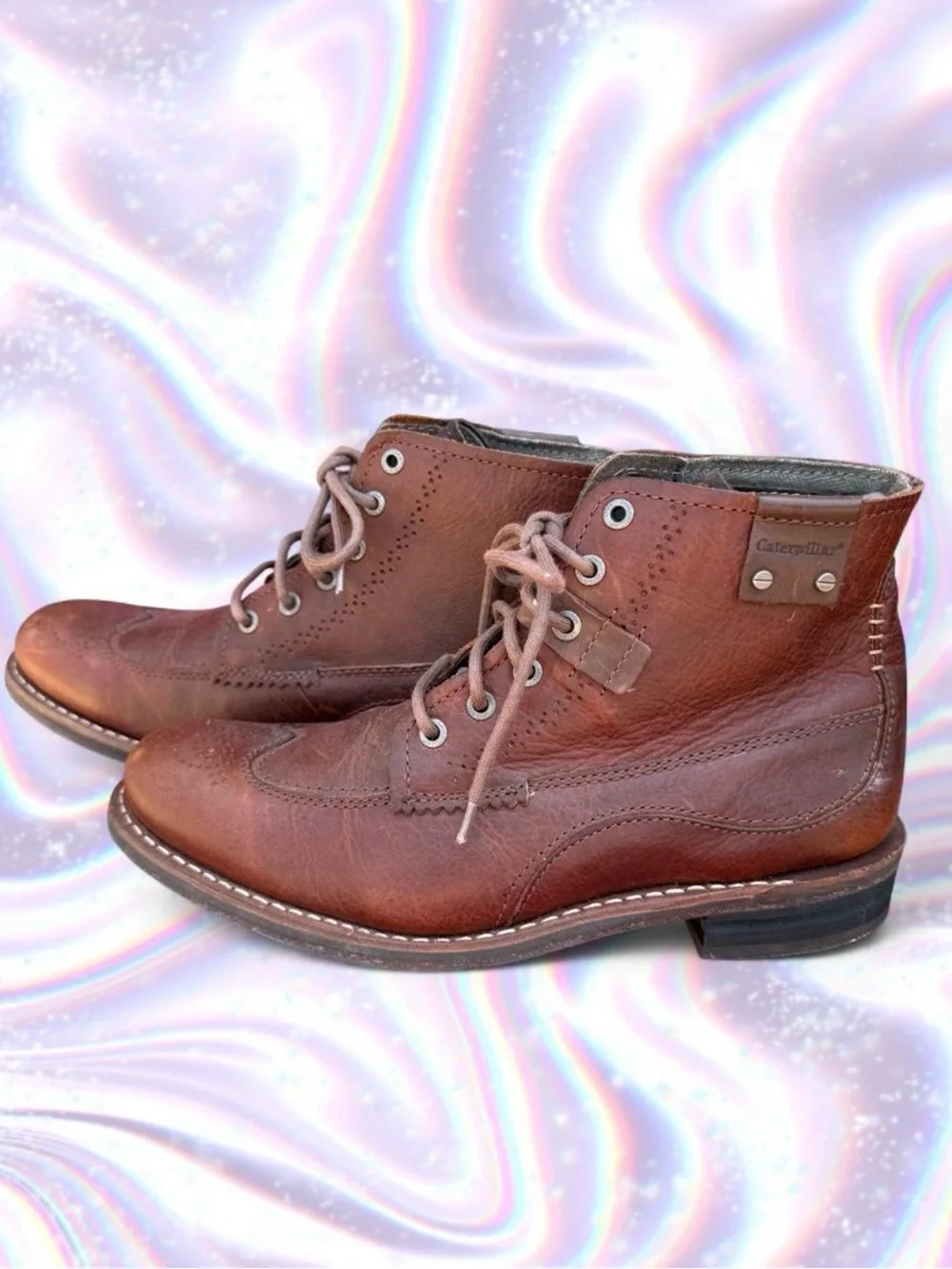 Caterpillar Men's Tan-Brown Leather Chukka Lace-Up Boots